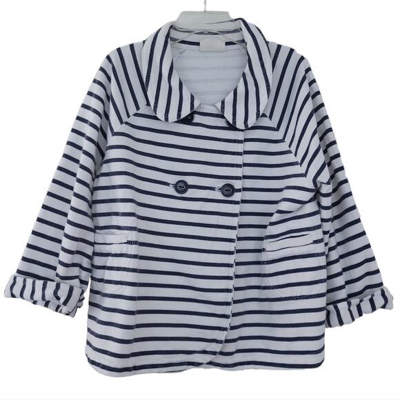 Crazy 8 Stripe Girls French Terry Jacket Peacoat Large 10-12 Sweatshirt Material - Picture 1 of 5